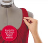 The Foam-Backed Fabric Exterior allows you to easily pin dresses, skirts, tops and patterns.