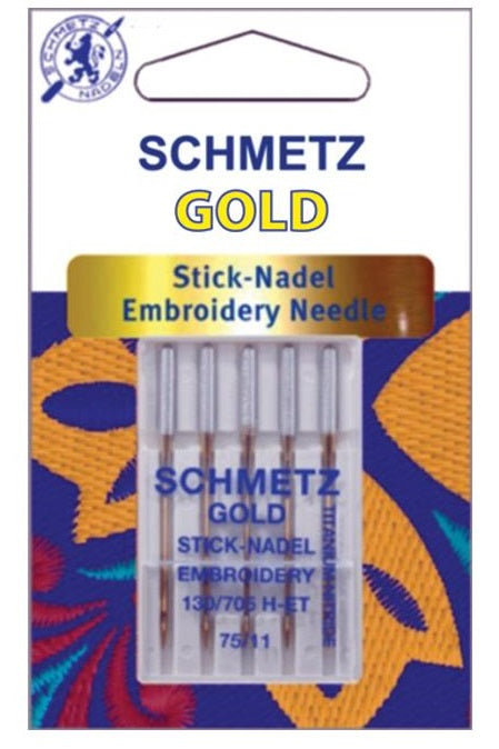 Schmetz Gold Embroidery Machine Needles, 75/11