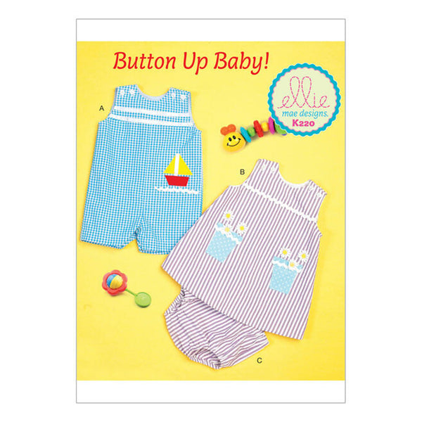 Infants Buttoned and Appliquéd Overalls, Dress and Panties