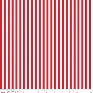 Cotton Fabric  Stripes 1/4 Color Red