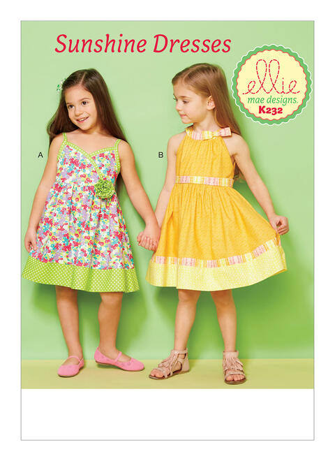 Girls' Lined Dresses with Contrast Bands